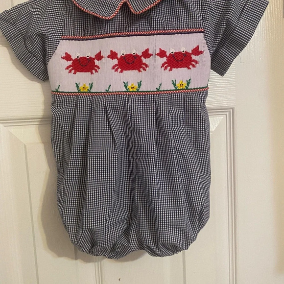 Wish Upon A Star Smocked Crab Bubble Romper - Picture 2 of 10